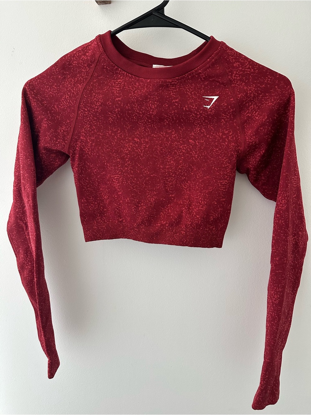 Gymshark Maroon Speckled Cropped Long-Sleeve Top